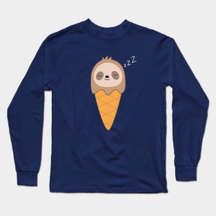 Kawaii Cute Sloth Ice Cream T-Shirt Long Sleeve T-Shirt